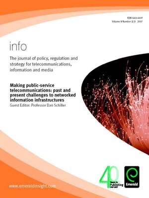 cover image of Info: The Journal of Policy, Regulation and Strategy for Telecommunications, Information and Media, Volume 9, Issue 2 & 3